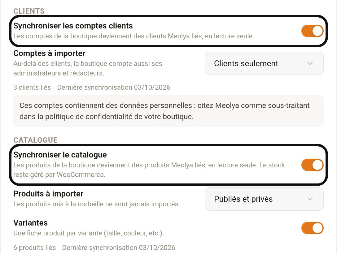 Réglages Clients et Catalogue du connecteur